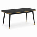Moderner Esstisch aus Holzwerkstoff und Metall, Schwarz/Goldfarben, 140 × 80 × 75 cm