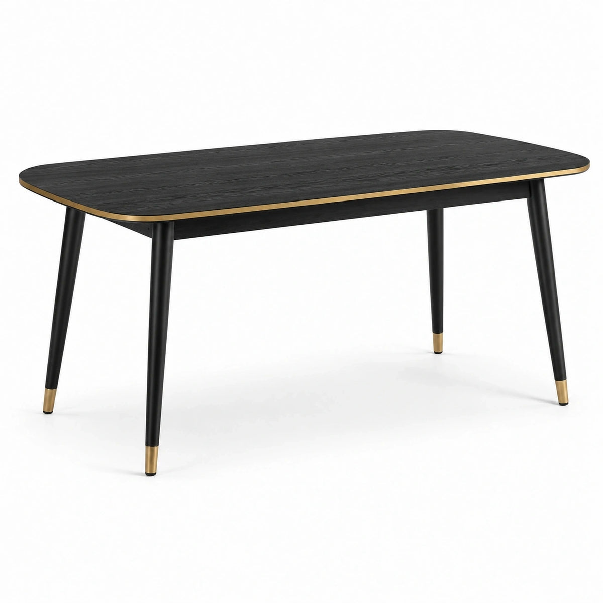 Moderner Esstisch aus Holzwerkstoff und Metall, Schwarz/Goldfarben, 140 × 80 × 75 cm