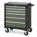 Abschließbarer Werkzeugwagen aus Stahl mit 6 Schubladen, 77 × 46 × 97 cm, Schwarz/Grün/Silber