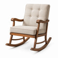 Schaukelstuhl aus Holz mit beigem Stoffbezug, 70 × 92 × 102 cm, Retro-Design