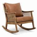Holz-Schaukelstuhl mit Polsterung in Braun/Hellbraun, 78 × 96 × 92 cm, rustikaler Retro-Stil