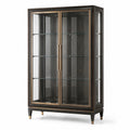 Vitrinenschrank mit 2 Glastüren und 3 Glasböden, Schwarz/Gold, 110 × 45 × 190 cm
