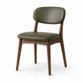 Gepolsterter Retro-Esszimmerstuhl mit Holzrahmen, Olivgrün/Braun, 52 × 56 × 78 cm