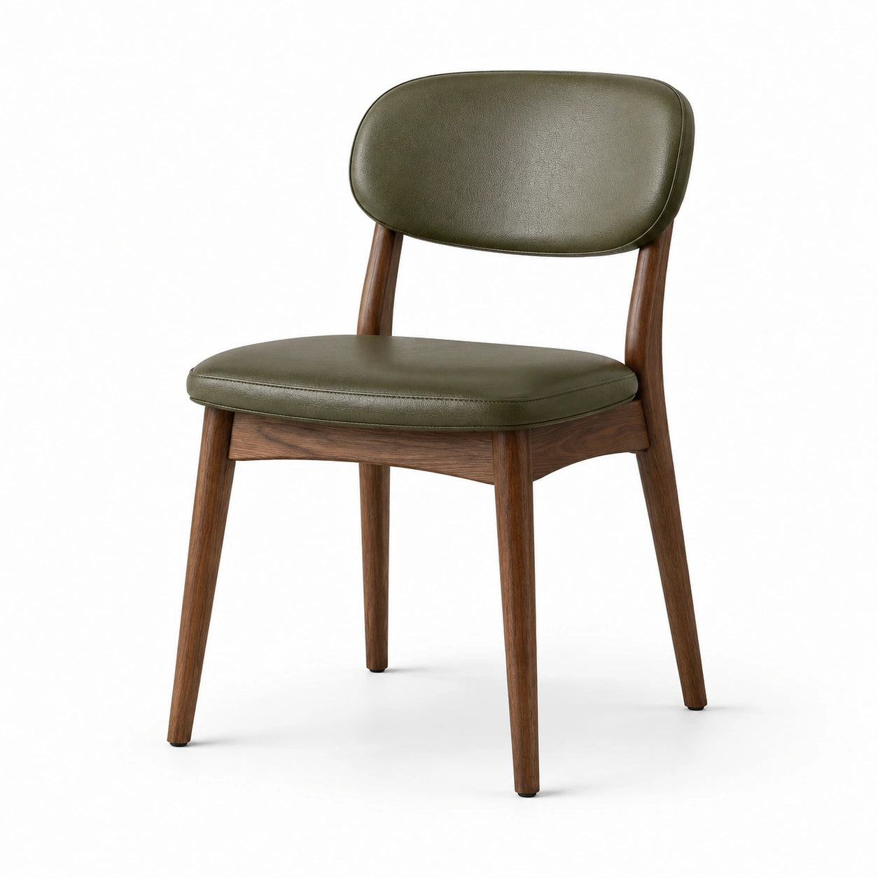Gepolsterter Retro-Esszimmerstuhl mit Holzrahmen, Olivgrün/Braun, 52 × 56 × 78 cm