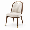 Moderner gepolsterter Esszimmerstuhl in Creme, Braun und Gold, 55 × 60 × 88 cm