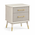 Nachttisch aus Holzwerkstoff mit 2 Schubladen, 50 × 40 × 60 cm, Creme/Beige/Gold, modern